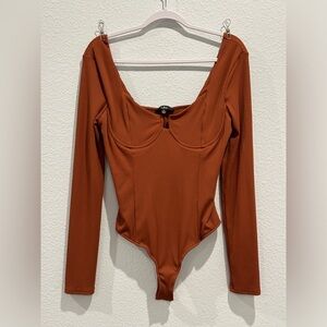 Lulu’s Rust Brown Bustier Bodysuit